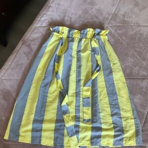 Potter's Pot Yellow and Gray Striped A-Line Skirt
